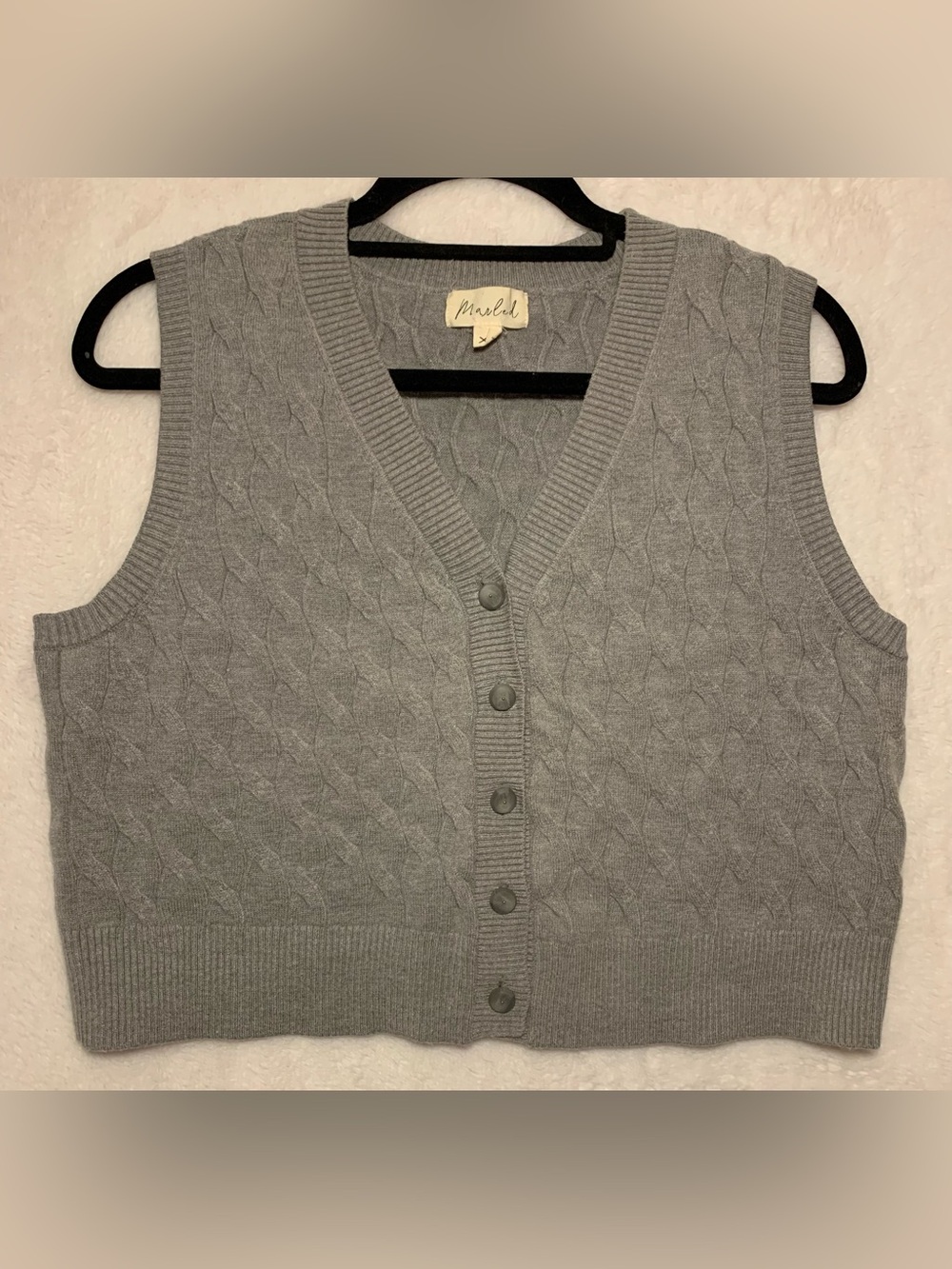 Marled Button-Front Sweater Vest